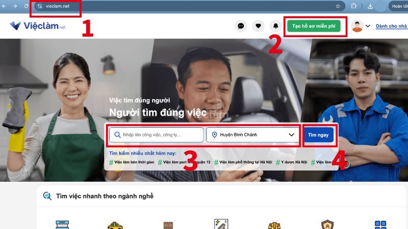 Tìm việc làm tại huyện Bình Chánh trên Vieclam.net