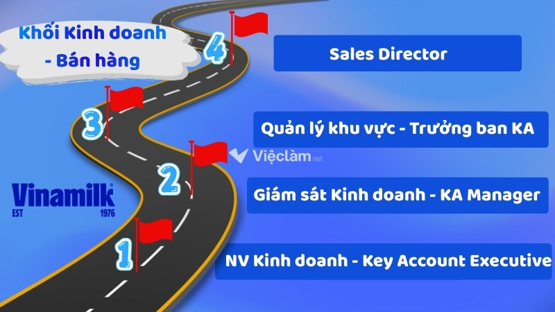 Lộ trình thăng tiến tham khảo cho Khối Kinh doanh - Bán hàng chuyên môn tại Vinamilk