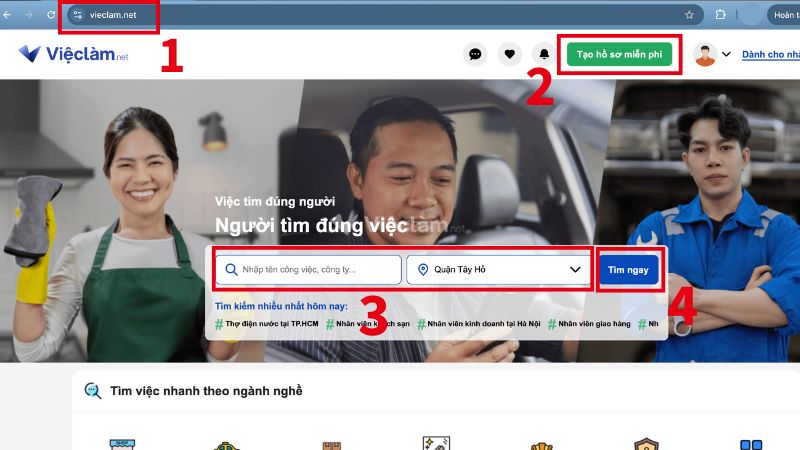 Hướng dẫn tìm việc làm quận Tây Hồ trên Vieclam.net