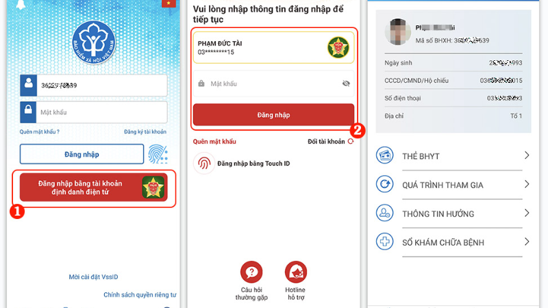 Bảo hiểm xã hội quận Long Biên: Địa chỉ và thông tin liên hệ Đăng nhập ứng dụng VssID trên điện thoại để tra cứu thông tin BHXH cơ bản (Nguồn: Cổng Giao dịch Bảo hiểm xã hội điện tử)