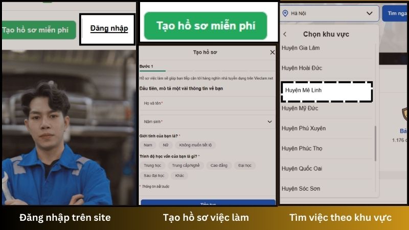 Tóm tắt các bước tìm việc trên Vieclam.net