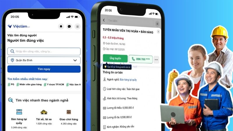 Tìm việc làm Quận Ba Đình uy tín, có đóng BHXH trên Vieclam.net