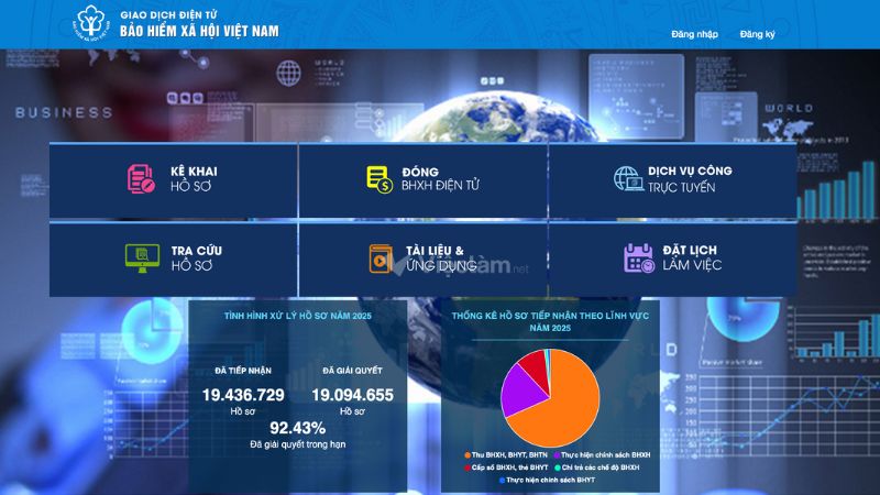 Giao diện trang chủ của Cổng giao dịch điện tử BHXH Việt Nam 