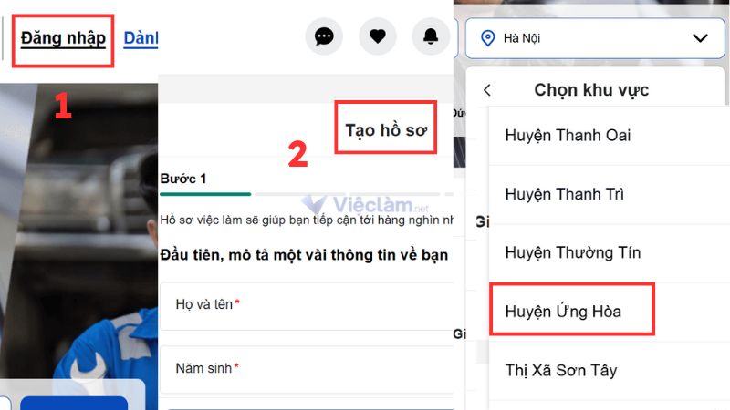 Tìm việc làm huyện Ứng Hòa trên website Vieclam.net