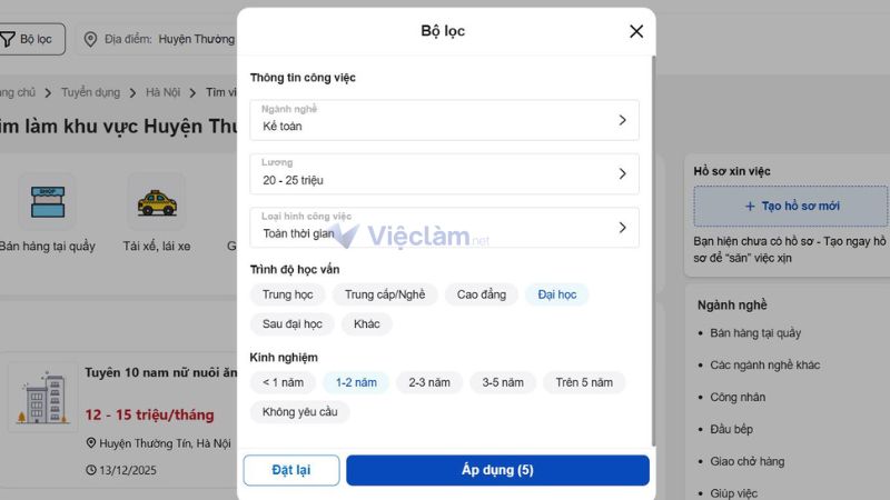 Bảo hiểm xã hội huyện Thường Tín: Địa chỉ và thông tin liên hệ Sử dụng bộ lọc để tìm kiếm công việc phù hợp với nhu cầu.