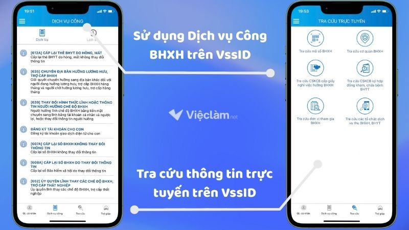 VssID có chức năng tra cứu nhanh quá trình tham gia và giải quyết một số thủ tục BHXH