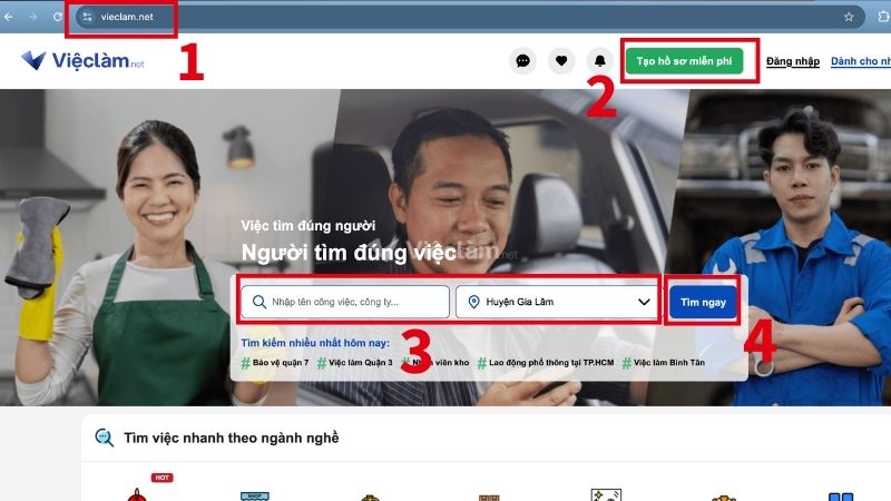 Hướng dẫn tìm việc làm huyện Gia Lâm trên Vieclam.net