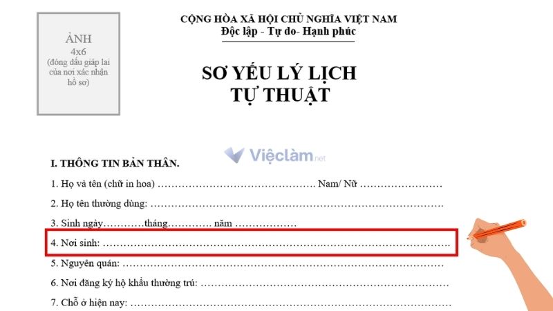Hướng dẫn cách ghi mục "Nơi sinh" đúng chuẩn, chính xác trong Sơ yếu lý lịch