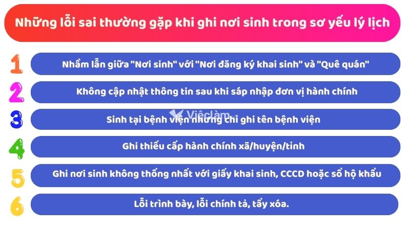 Một số lỗi sai thường gặp khi kê khai "Nơi sinh" trong Sơ yếu lý lịch