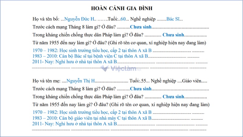 Hoàn cảnh gia đình phản ánh bối cảnh nhân thân và môi trường sống