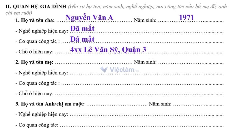 Cách điền thông tin người đã mất chính xác