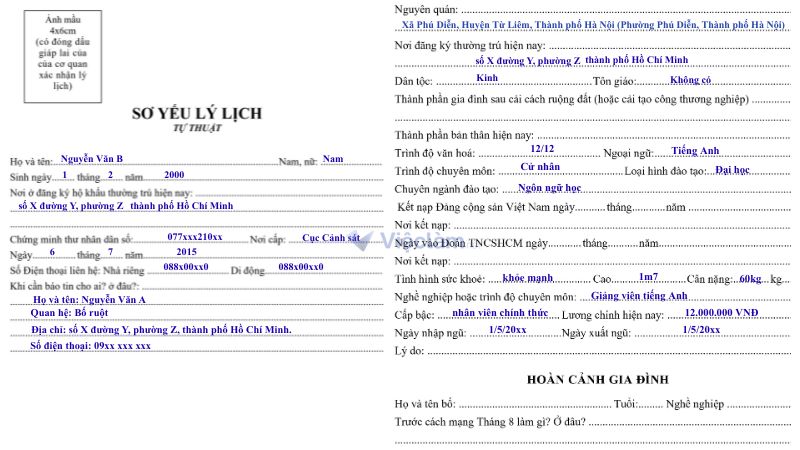 Nguyên quán trong sơ yếu lý lịch là gì? Hướng dẫn cách viết chi tiết Cách viết mẫu sơ yếu lý lịch theo hướng dẫn trên Vieclam.net