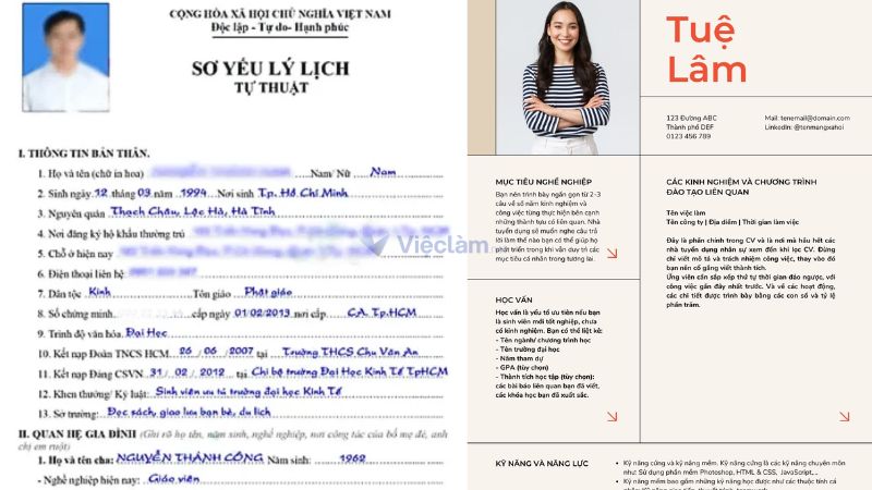 Hình ảnh sơ yếu lý lịch và CV xin việc