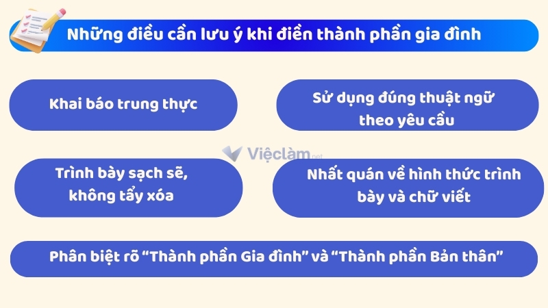 Những điều cần lưu ý khi điền Thành phần gia đình trong Sơ yếu lý lịch