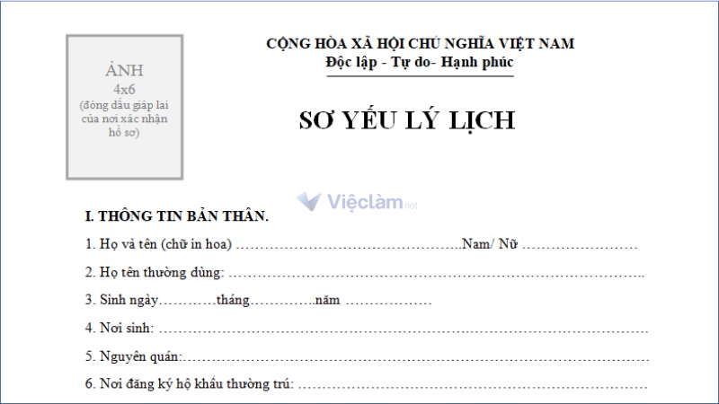 Những thông tin cần khai báo trong sơ yếu lý lịch