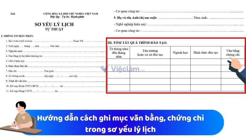 Hướng dẫn cách ghi mục văn bằng, chứng chỉ trong sơ yếu lý lịch