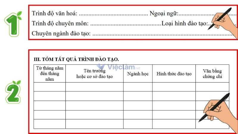 Vị trí của mục văn bằng, chứng chỉ trong sơ yếu lý lịch