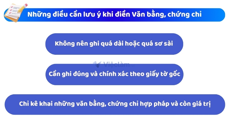 Một số lưu ý khi điền văn bằng, chứng chỉ vào sơ yếu lý lịch
