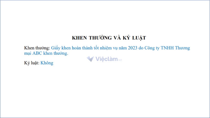 Cách viết mục khen thưởng và kỷ luật của bản thân trong sơ yếu lý lịch tự thuật