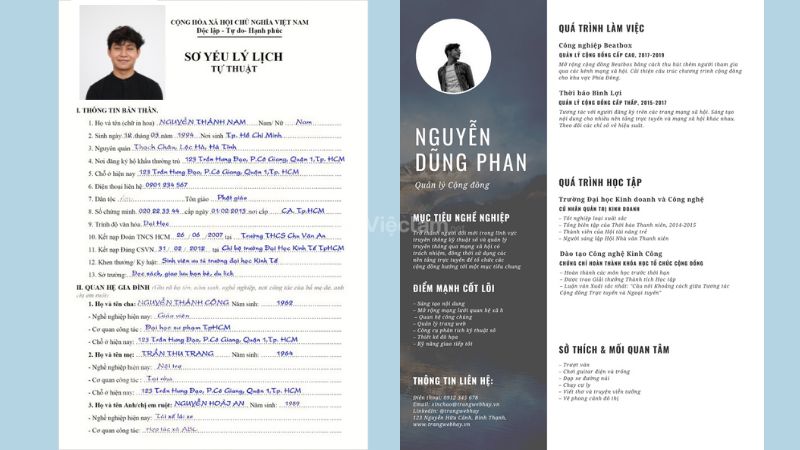 Mẫu CV và Sơ yếu lý lịch tại Vieclam.net