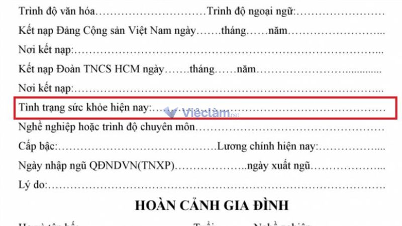 Cách ghi tình trạng sức khỏe trong sơ yếu lý lịch Mục tình trạng sức khỏe trong sơ yếu lý lịch tự thuật