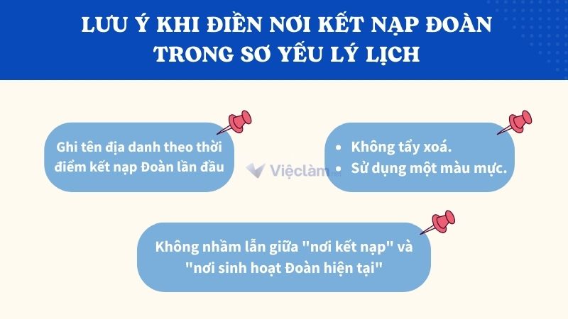 Một số lưu ý khi điền nơi kết nạp Đoàn trong sơ yếu lý lịch