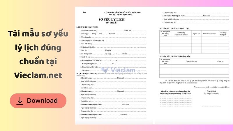 Hướng dẫn cách viết trình độ tin học trong sơ yếu lý lịch Mẫu sơ yếu lý lịch đúng chuẩn tại Vieclam.net