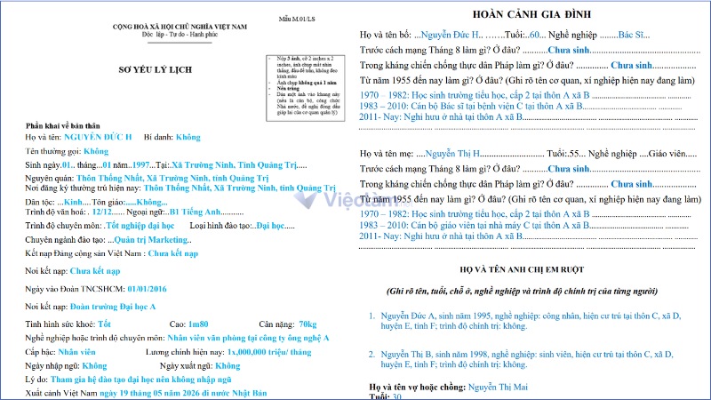 Mẫu sơ yếu lý lịch đi nước ngoài và hướng dẫn cách viết chi tiết