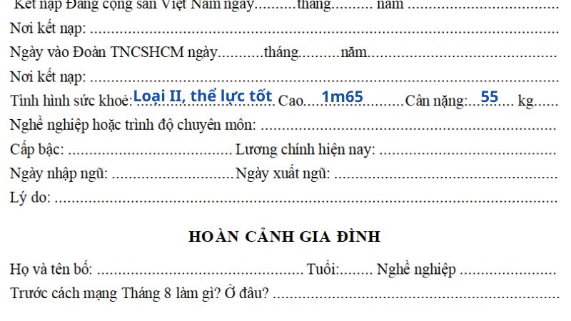Cách ghi tình trạng sức khỏe trong sơ yếu lý lịch Cách ghi mục tình trạng sức khỏe dựa theo đặc điểm của nhóm ngành Kỹ thuật & Sản xuất
