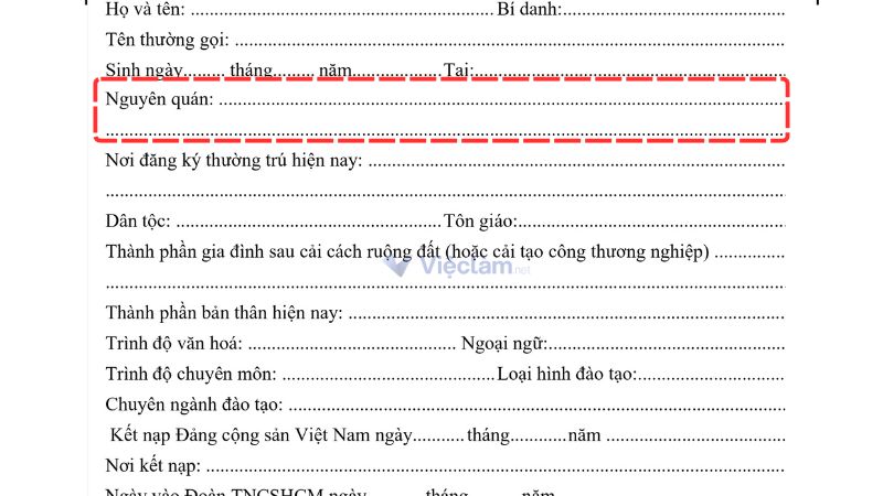 Nguyên quán trong sơ yếu lý lịch là gì? Hướng dẫn cách viết chi tiết Mục nguyên quán trong sơ yếu lý lịch
