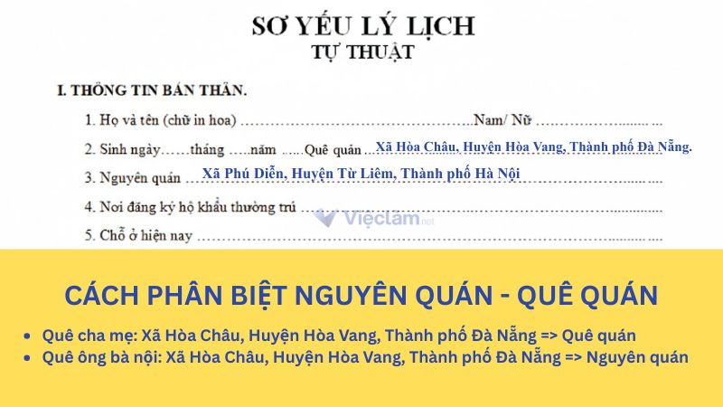 Nguyên quán trong sơ yếu lý lịch là gì? Hướng dẫn cách viết chi tiết Cách phân biệt nguyên quán và quê quán trong sơ yếu lý lịch