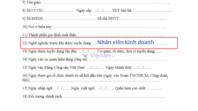 Cách ghi nghề nghiệp trước khi tuyển dụng trong sơ yếu lý lịch khi bạn tìm việc