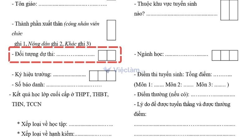Hướng dẫn cách viết đối tượng dự thi trong sơ yếu lý lịch Cách viết đối tượng dự thi trong sơ yếu lý lịch