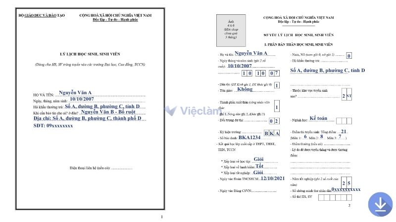 Hướng dẫn cách viết đối tượng dự thi trong sơ yếu lý lịch Tải mẫu sơ yếu lý lịch đúng chuẩn tại Vieclam.net