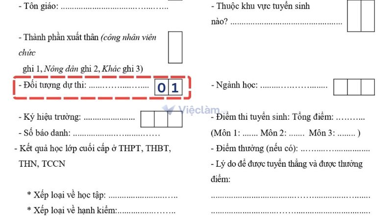 Hướng dẫn cách viết đối tượng dự thi trong sơ yếu lý lịch Cách viết đối tượng dự thi trong sơ yếu lý lịch
