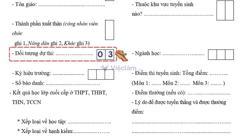 Hướng dẫn cách viết đối tượng dự thi trong sơ yếu lý lịch Mục đối tượng dự thi là mục gì?