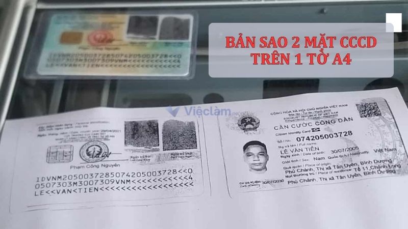 Nên photo căn cước công dân 2 mặt trên một mặt giấy a4