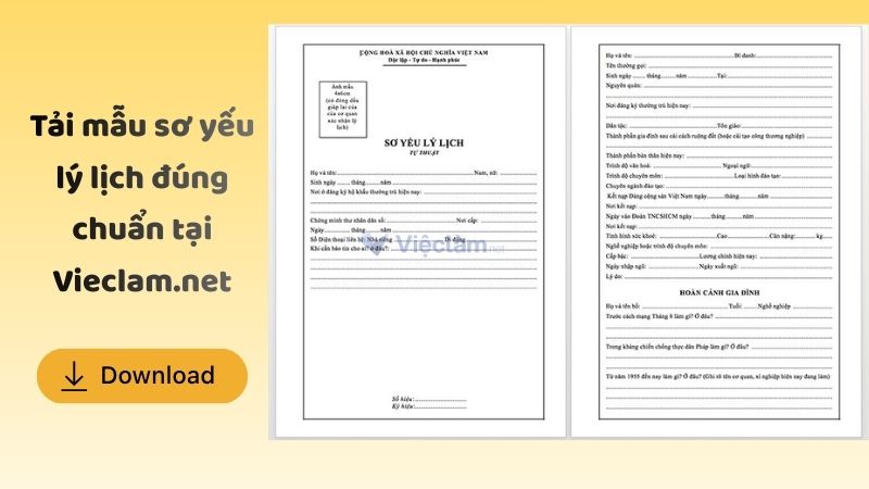 Mẫu sơ yếu lý lịch tự thuật đúng chuẩn tại Vieclam.net