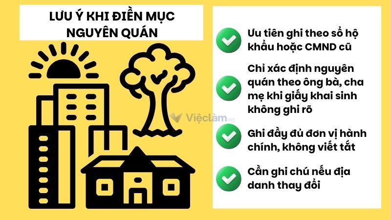 Nguyên quán trong sơ yếu lý lịch là gì? Hướng dẫn cách viết chi tiết Lưu ý khi điền nguyên quán trong sơ yếu lý lịch