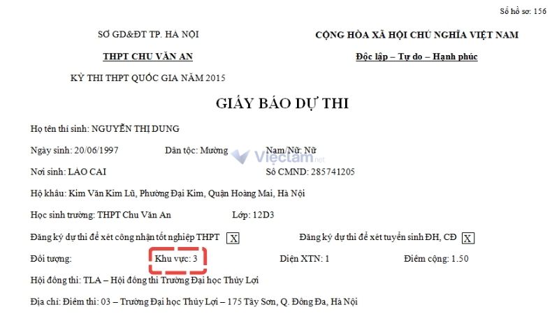 Cách xác định khu vực tuyển sinh