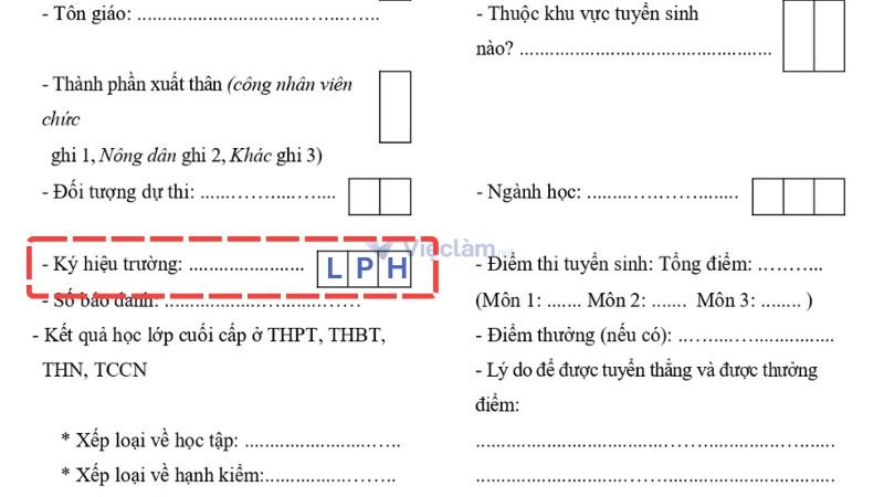 Cách viết ký hiệu trường trong sơ yếu lý lịch
