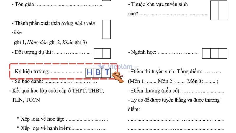 Ký hiệu trường là gì trong sơ yếu lý lịch?