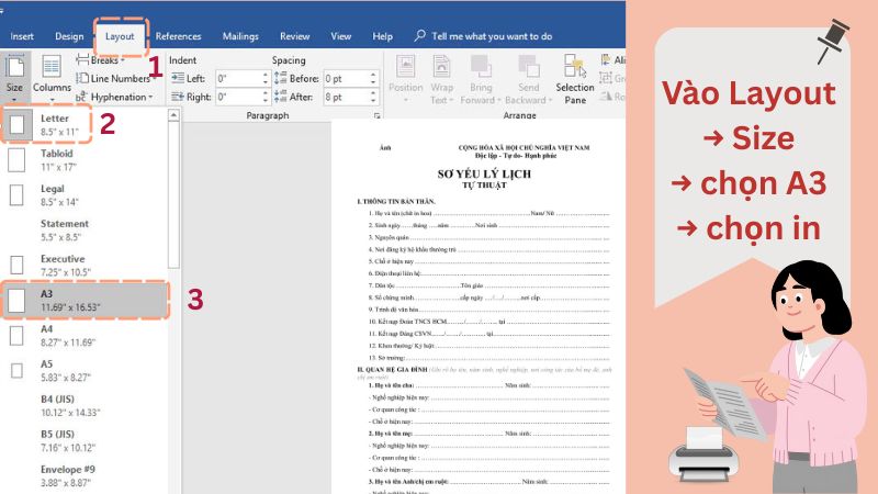Hướng dẫn cách in sơ yếu lý lịch A3