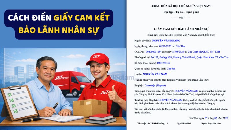 Giấy cam kết bảo lãnh nhân sự theo mẫu J&T Express