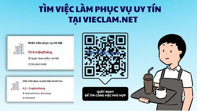Tìm công việc phục vụ uy tín tại Vieclam.net
