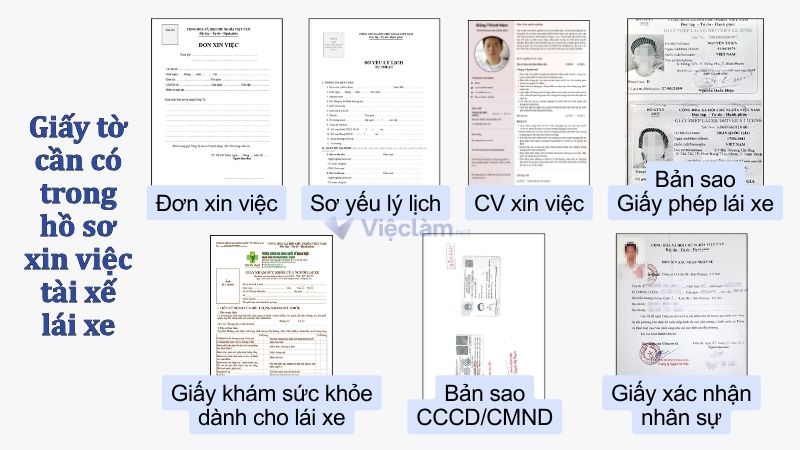 Các loại giấy tờ cần có trong hồ sơ xin việc tài xế lái xe