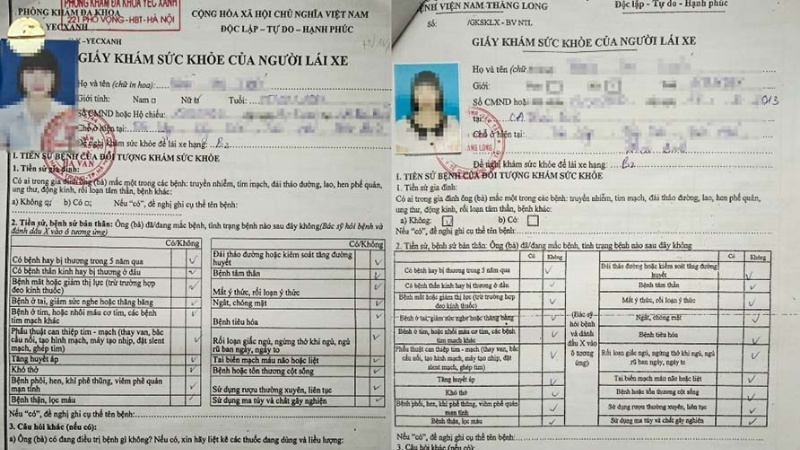 Giấy khám sức khỏe cho người lái xe