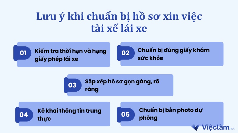 Lưu ý khi chuẩn bị hồ sơ xin việc tài xế lái xe