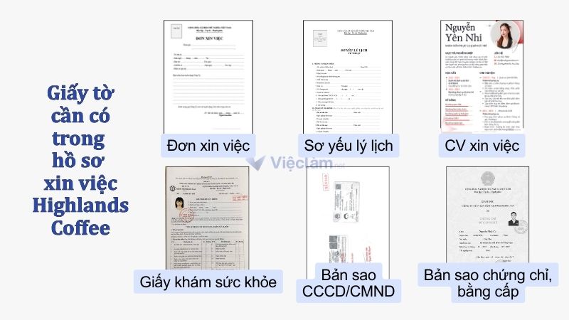 Các loại giấy tờ cần có trong hồ sơ xin việc Highland Coffee