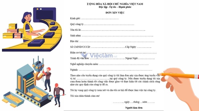 Mẫu đơn xin việc làm công nhân và hướng dẫn cách điền chi tiết Hướng dẫn cách điền mẫu đơn xin việc làm công nhân chính xác, đúng chuẩn